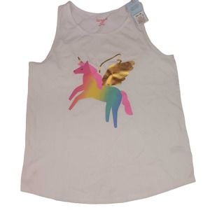 Girls' Printed Pastel Rainbow Unicorn w/ Wings Tank Top - Cat & Jack White XXL